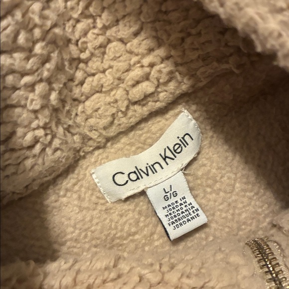 Calvin Klein Womems Beige Sherpa Zip-Up Jacket Size Large - Picture 2 of 12